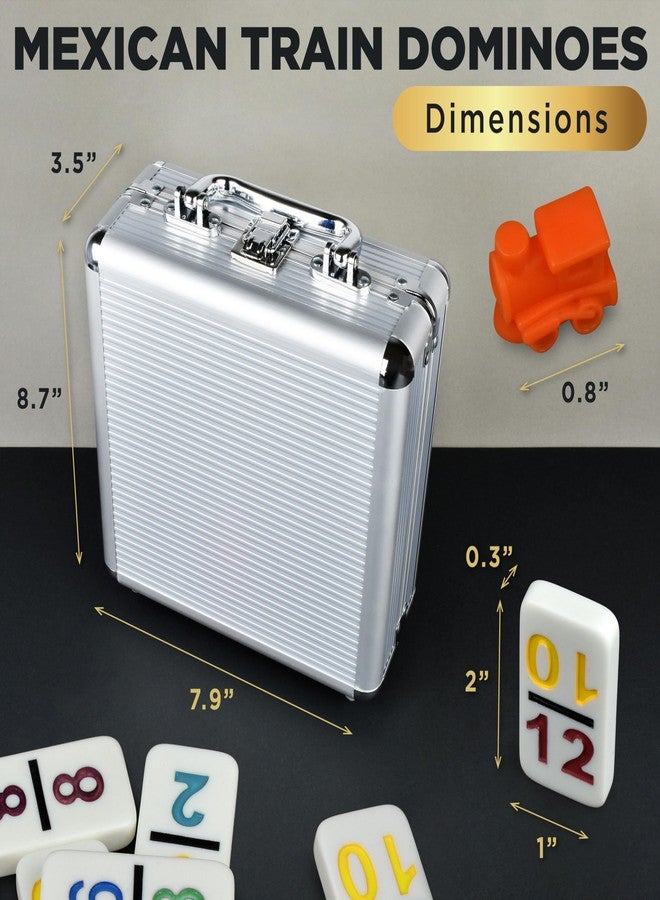 Queensell Mexican Train Dominoes Set with Numbers, Double 12 Dominoes Sets for Adults, Mexican Domino Train for Adults and Family - Domino Sets 91 Tiles with Aluminum Case - Image 3